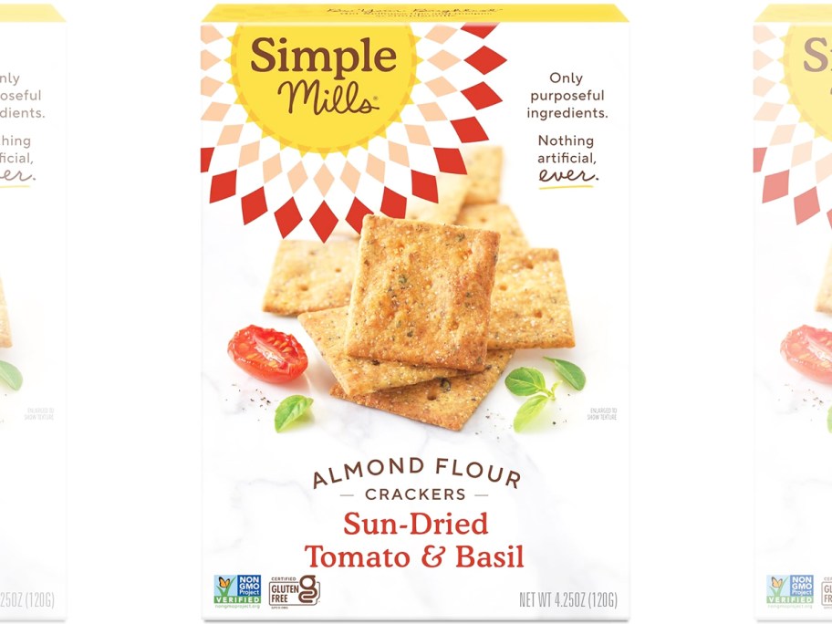 box of Simple Mills Almond Flour Crackers in Sundried Tomato & Basil flavor