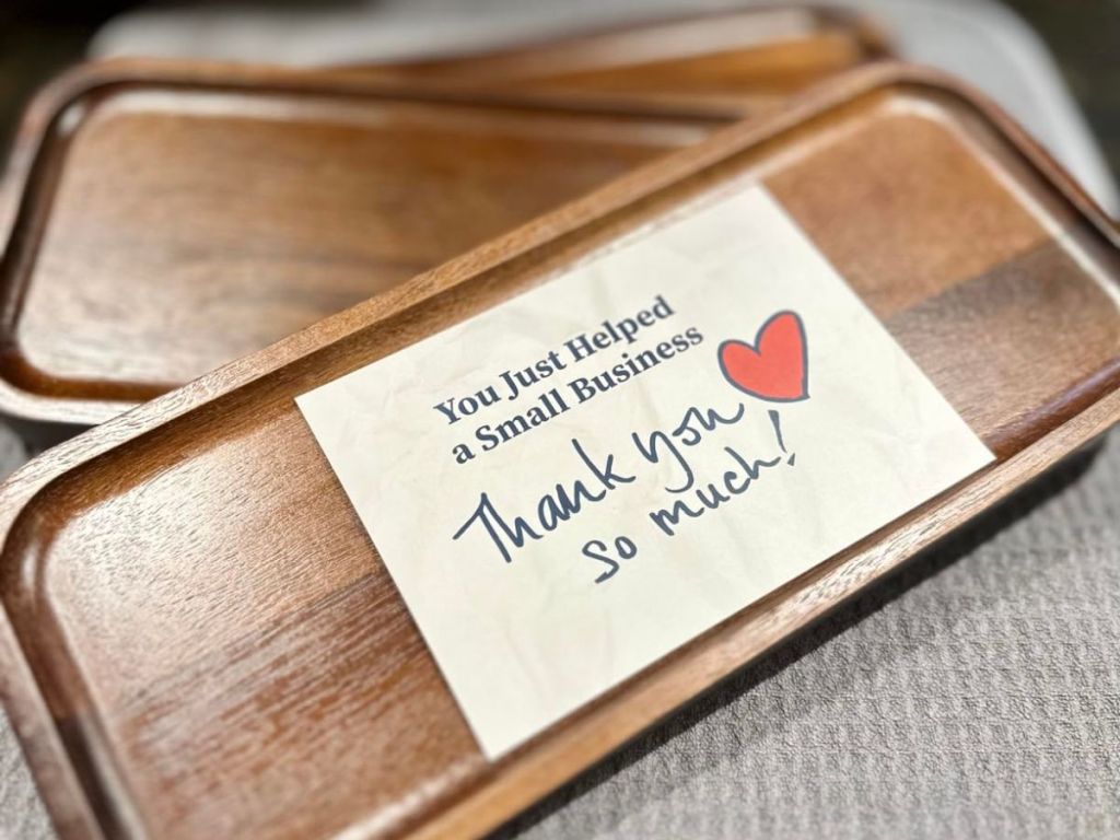 Solid Acacia Wood Tray with card