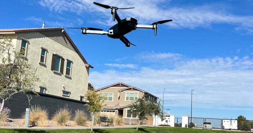 A terasco Drone flying in the air