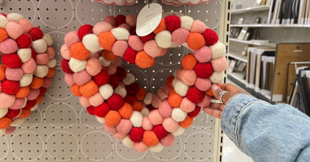 Threshold Valentine Pom Pom Heart Wreath