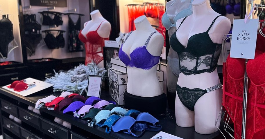 display of bras in victoria's secret store