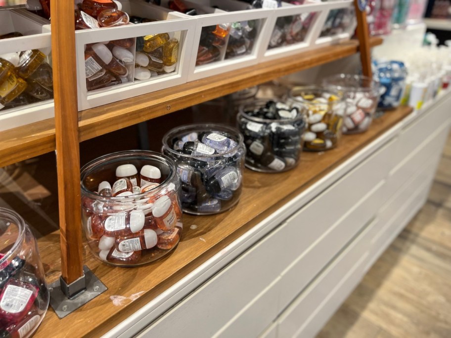 bath & body works hand sanitizer in glass jars in-store