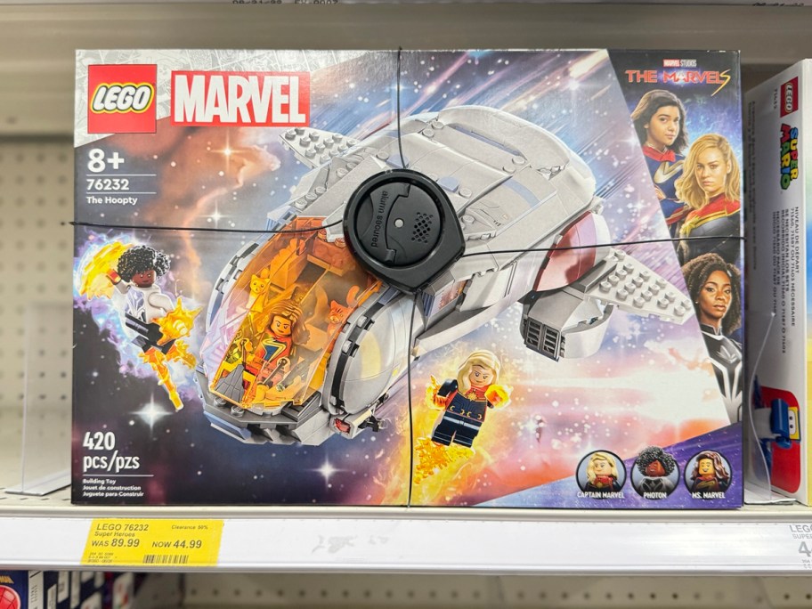 lego marvel toy set on shelf