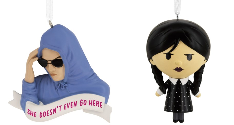 mean girls and wednesday ornaments