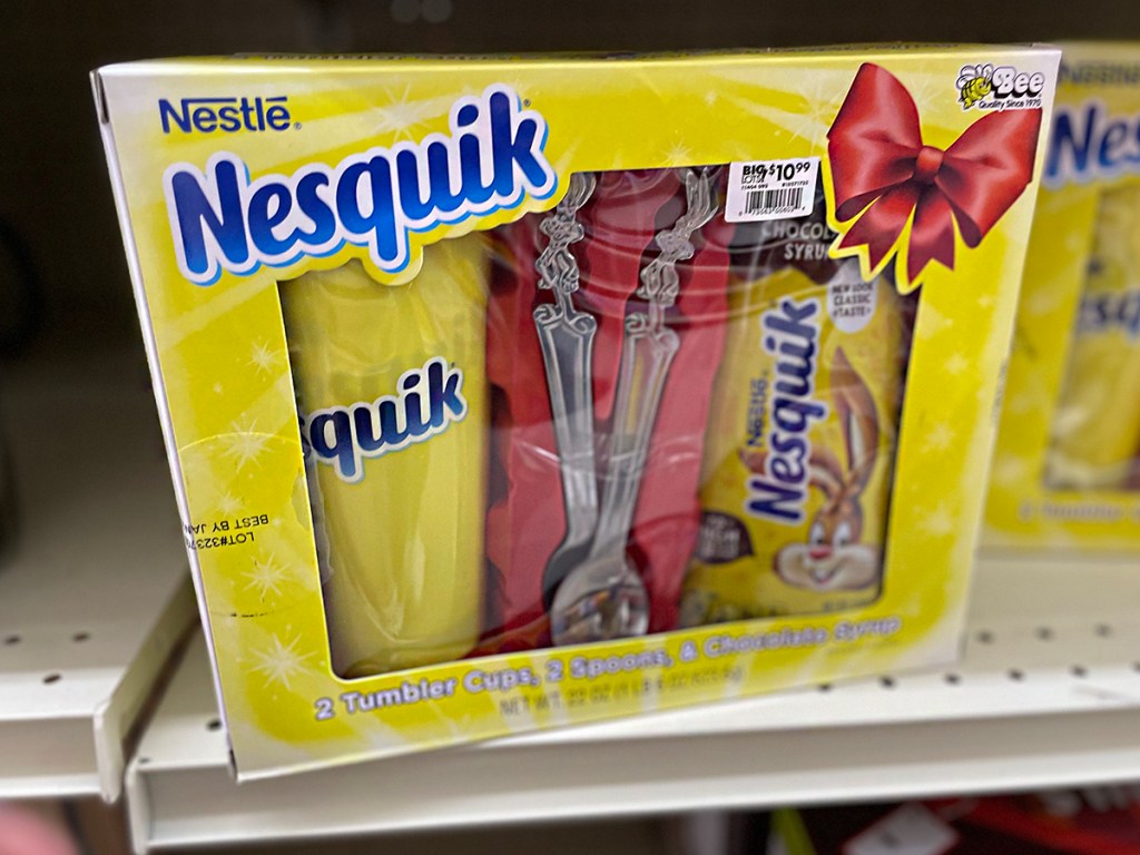 nesquik gift set on shelf