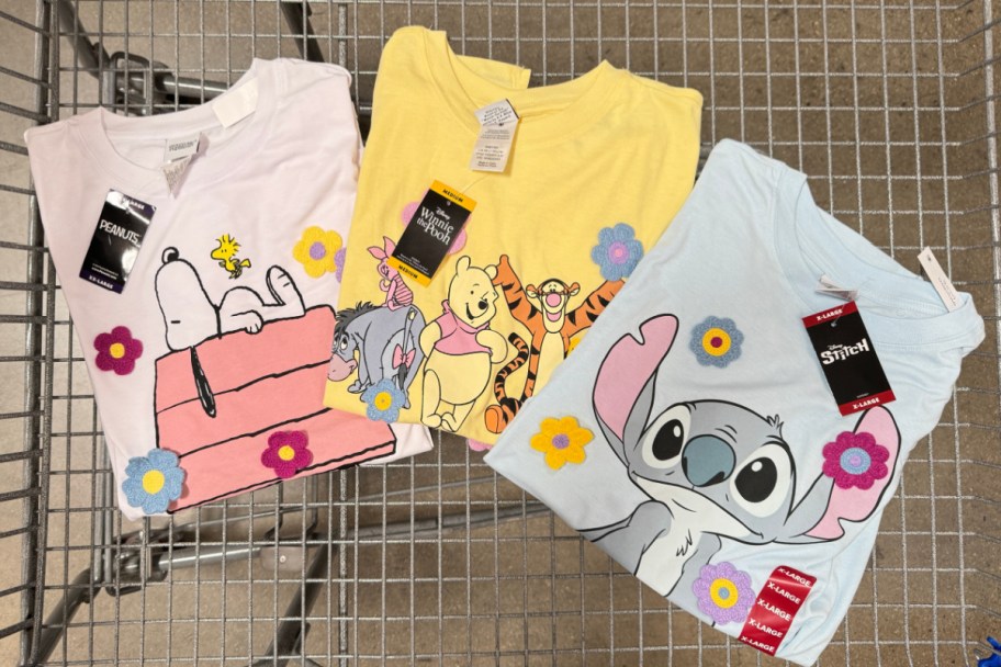 three disney tees in cart