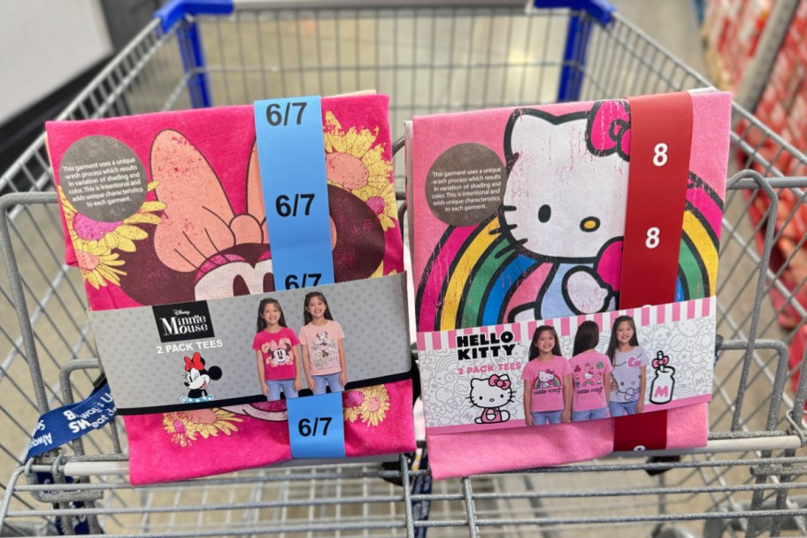 minnie and hello kitty t shirt packs in cart