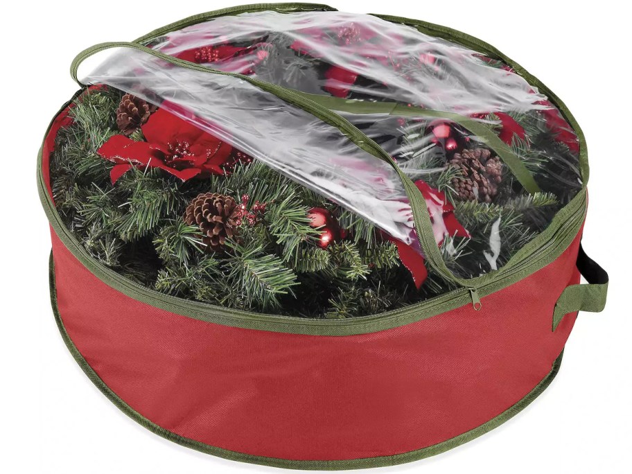 red wreath storage bag