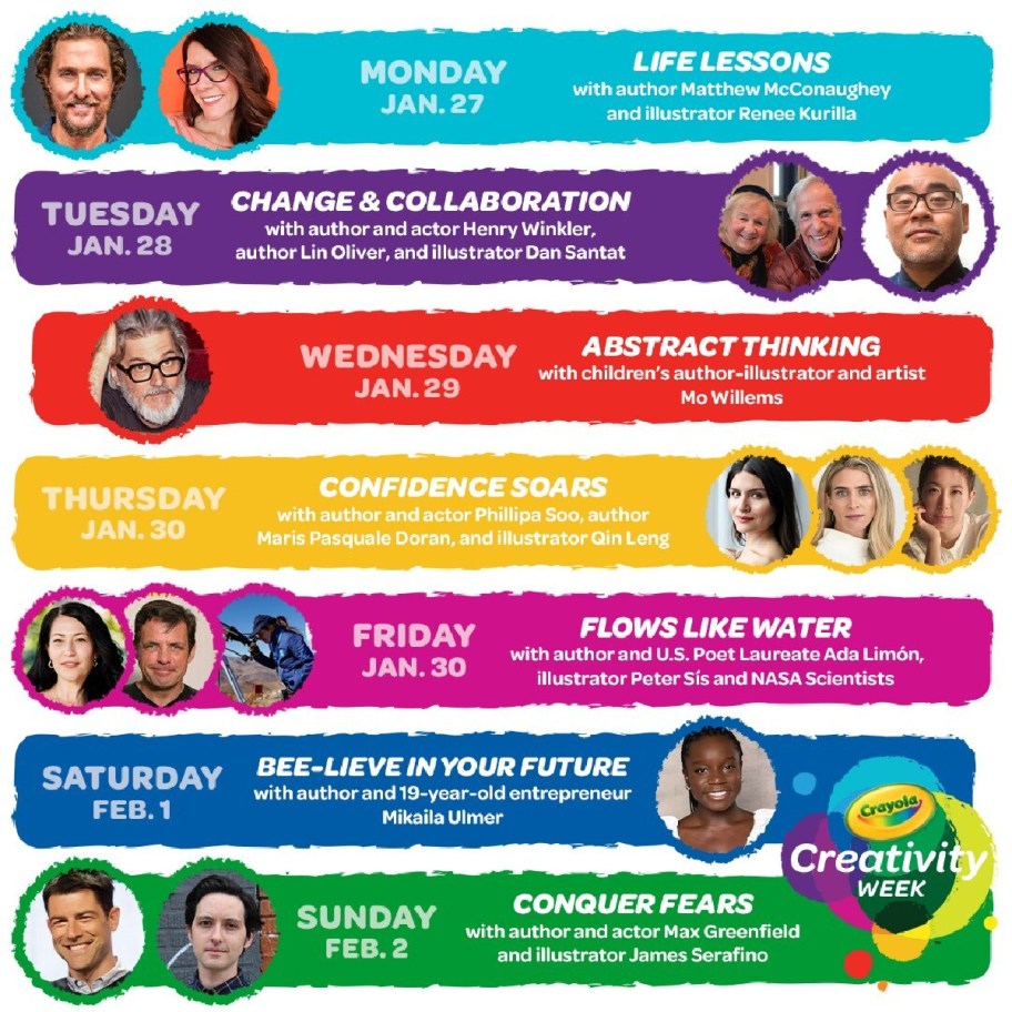 Crayola Creativity Week 2025 schedule