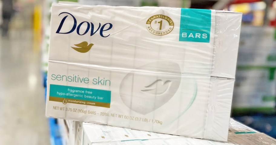 pack of dove sensitive bars in store