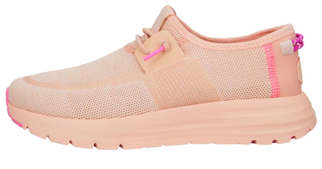 women's pink Hey Dude tennis shoe