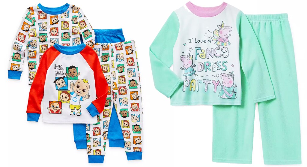 cocomelon and peppa pig pajama sets