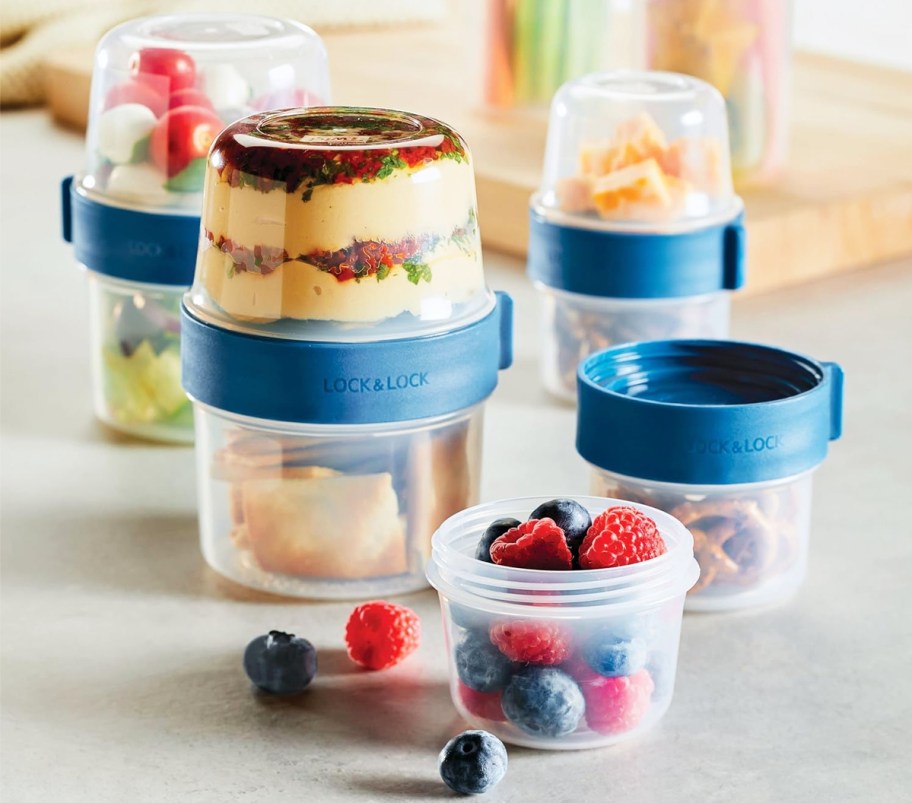 various foods inside 2-in-1 food storage containers