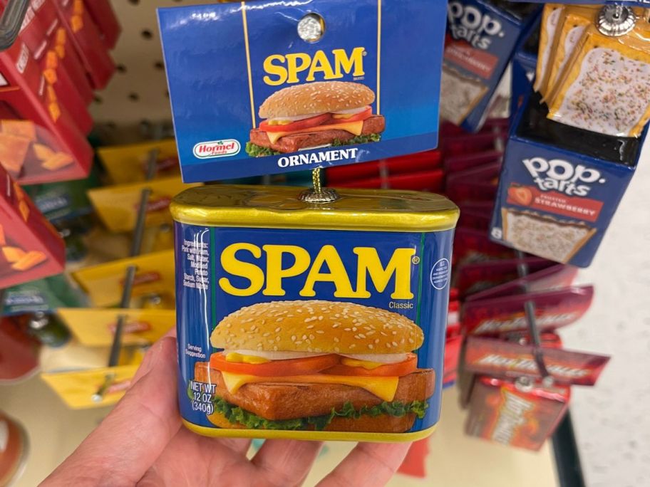 Ruz SPAM Ornament in hand in store