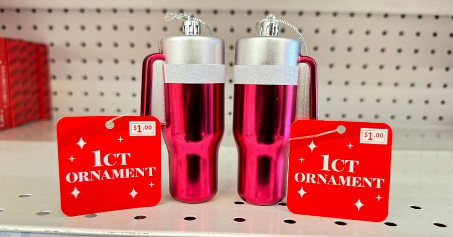 Sipper Christmas Tree Ornaments on shelf in store