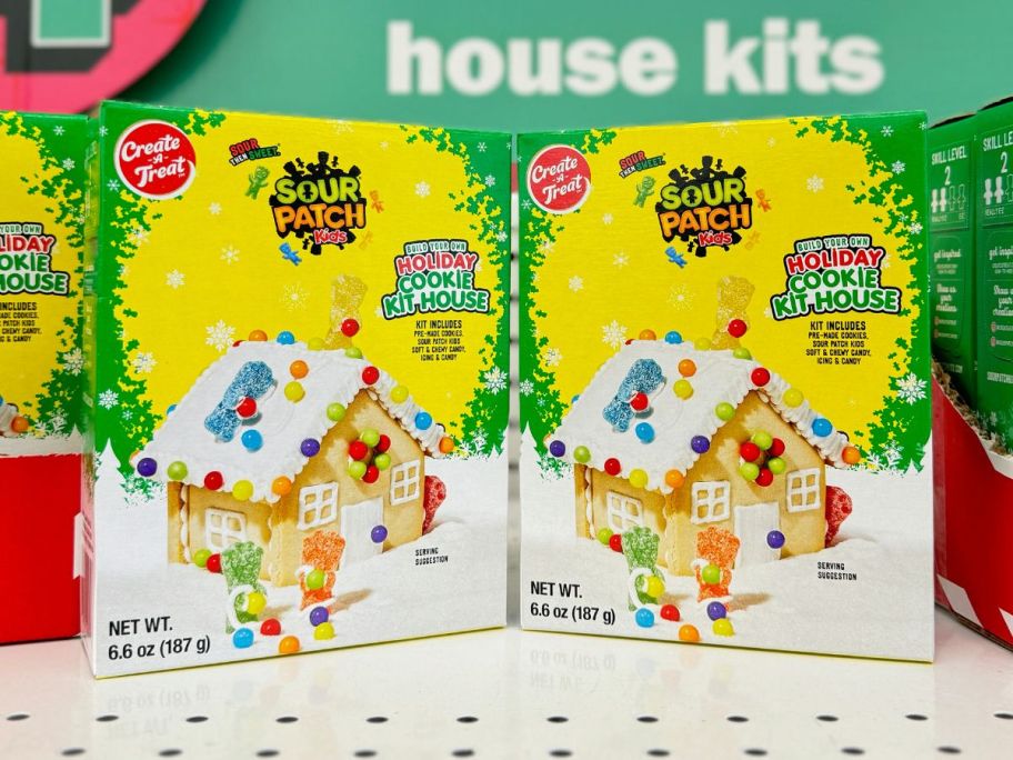 Sour Patch Kids Build Your Own Holiday Cookie Kit Houses on shelf in store