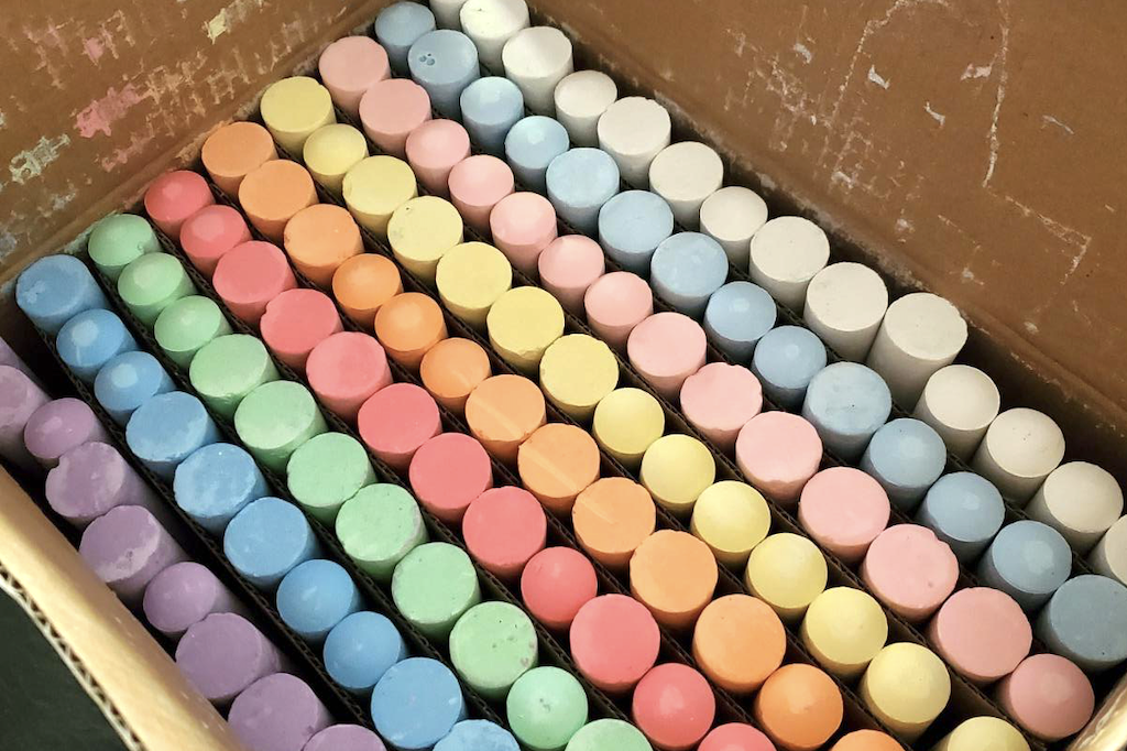huge box of sidewalk chalk