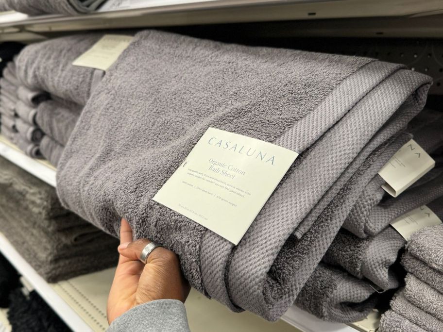 Casaluna Organic Bath Sheet in store in shelf