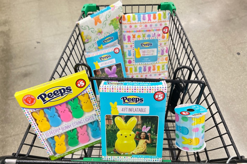 dollar tree shopping cart full of easter items