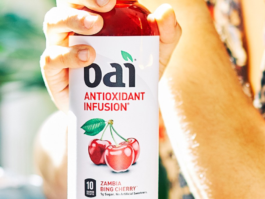 image of Bai Zambia Bing Cherry Infused Flavored Water 18oz Bottles 12-Pack in his hand