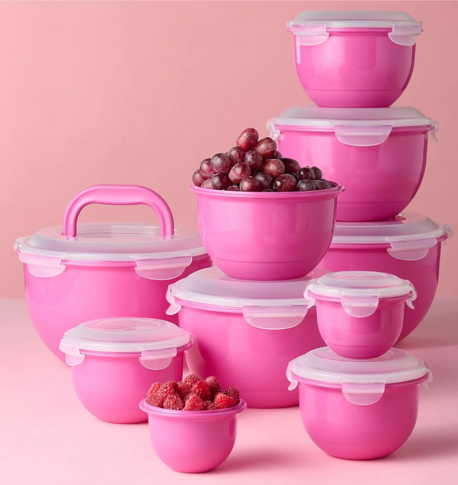 lock n lock bowl set in dragon fruit