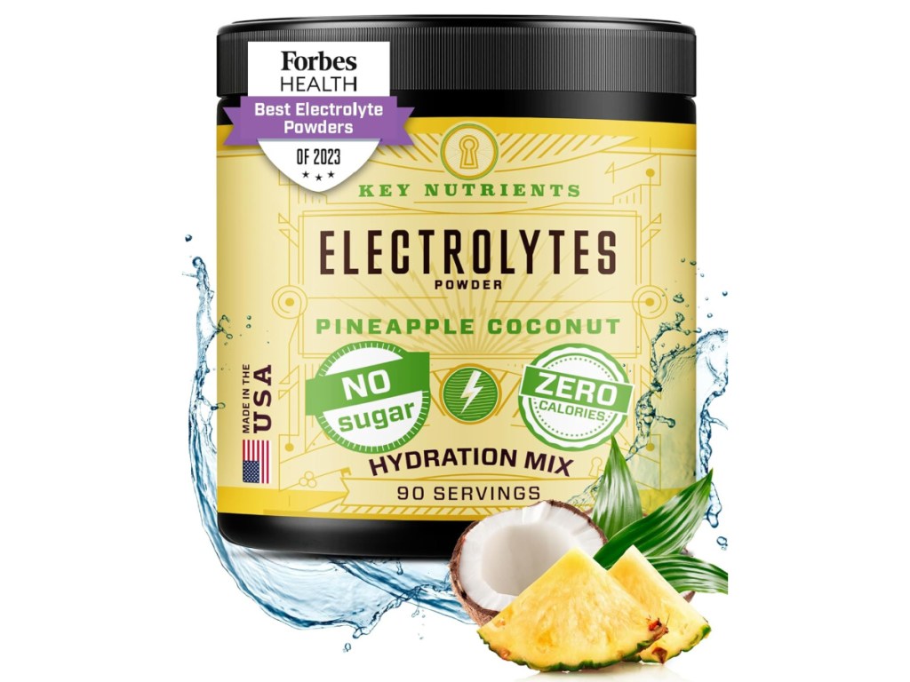 stock image ofKey Nutrients Electrolytes Powder Mix 90 Servings - Tropical Pineapple Coconut