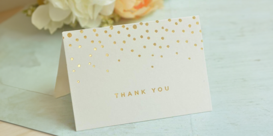 Gold Foil Thank You Cards 50-Count Set Just $4.89 on Amazon (Includes Envelopes)