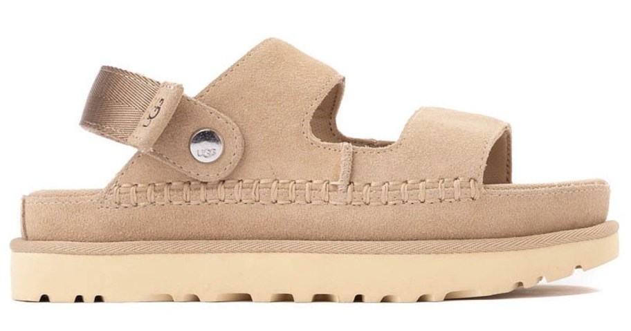 a tan platform chunky sandal