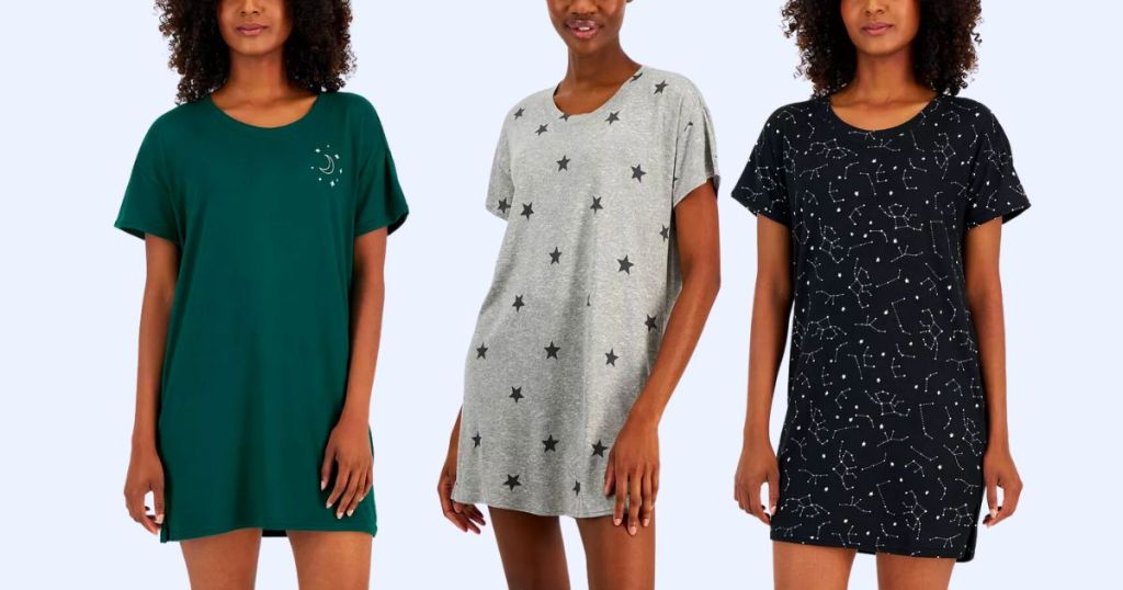 3 models wearing womens super soft sleep tees macys