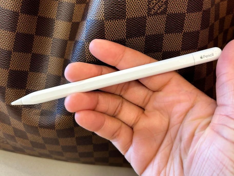 A person holding an Apple Pencil USB-C 