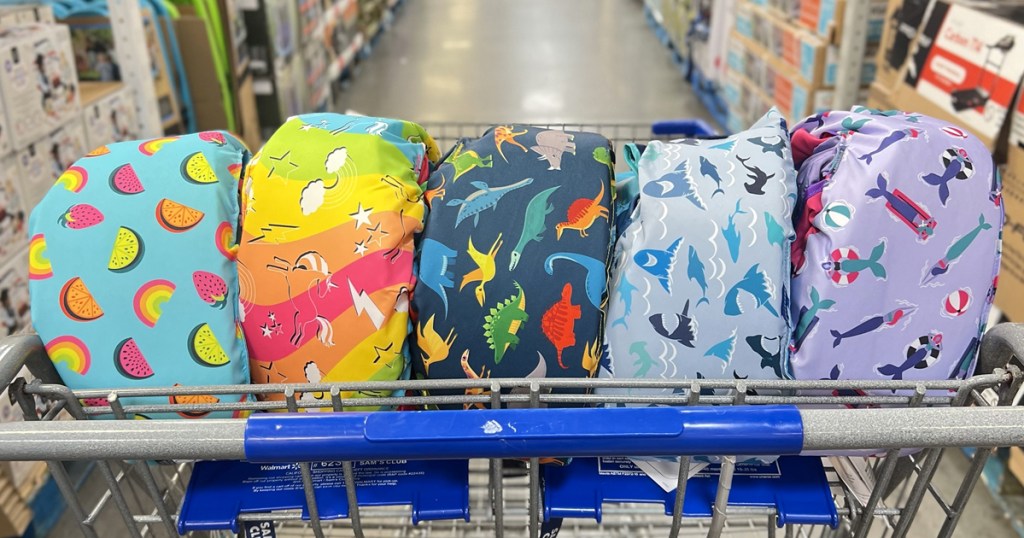 various paddle pals life jackets in sam's club shopping cart