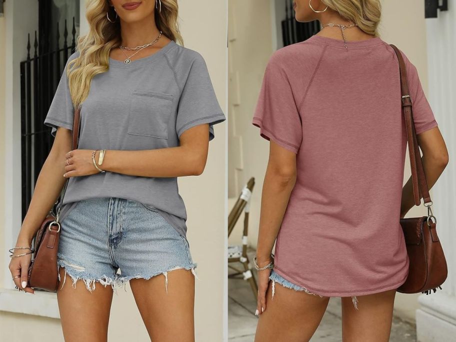 2 women wearing tshirts