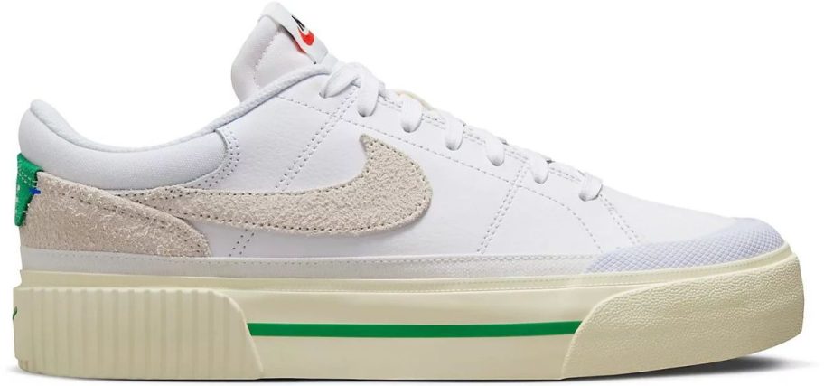a womenes white leather platform sneaker