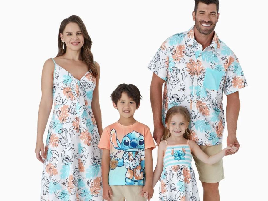 Family of 4 wearing disney Matching Family Outfits from PatPat