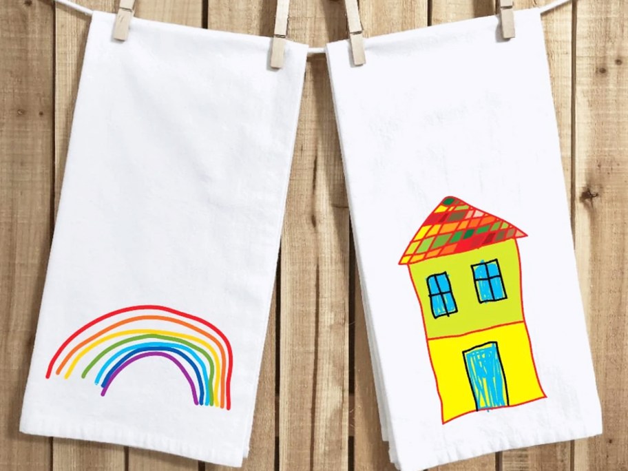 tea towels with kids artwork printed on them