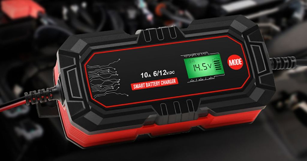 battery charge shown on a car engine