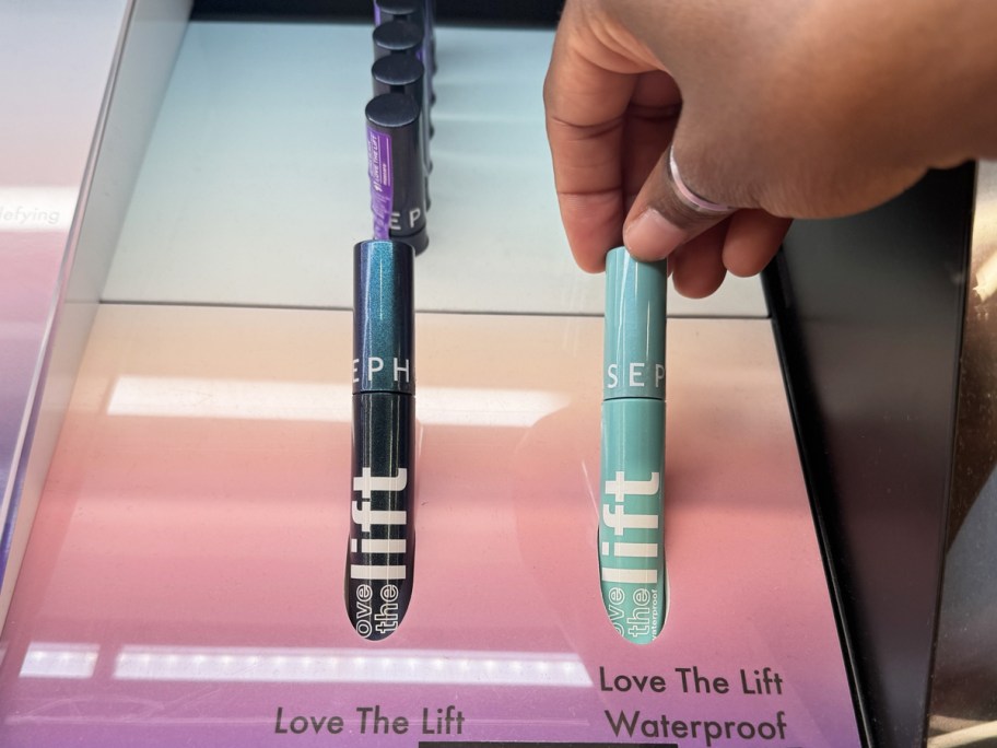 Sephora Collection Love The Lift Mascaras on display in store