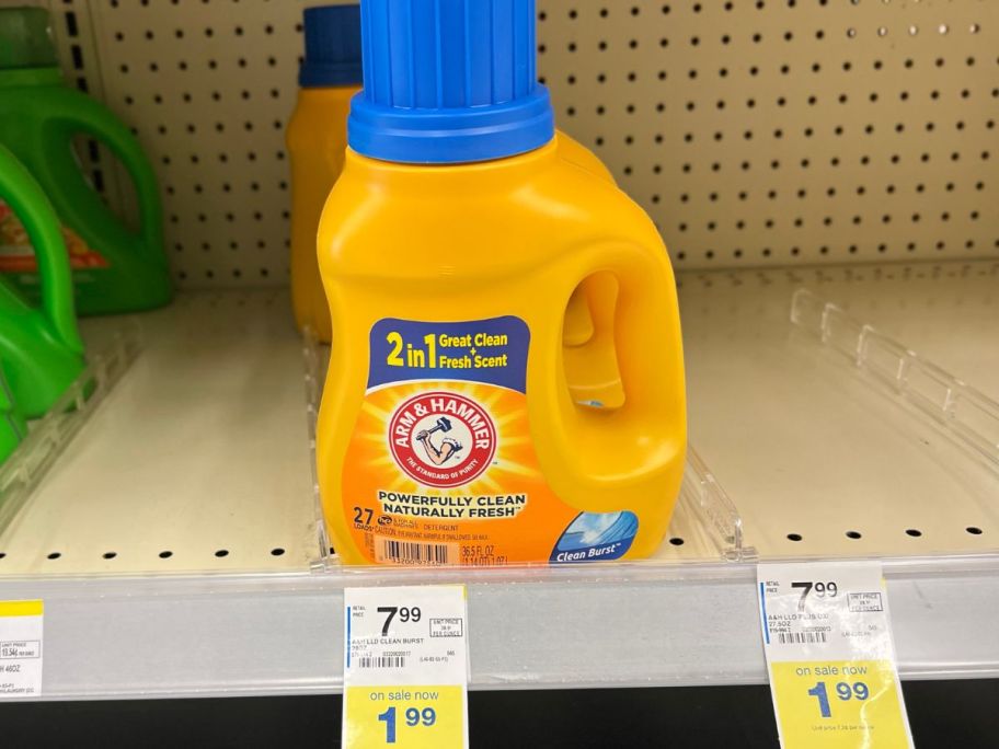 arm and hammer detergent on shelf 