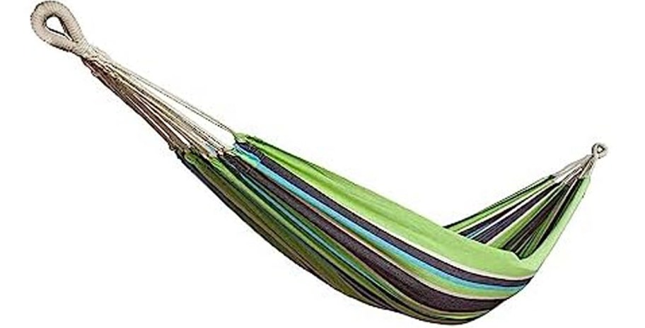 greeen and blue fabric hammock