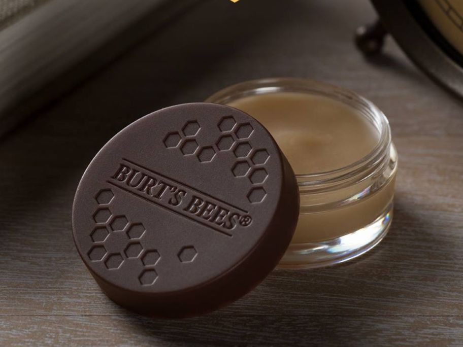 jar of burt's bees lip mask on counter