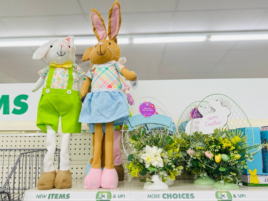 standing bunny figure and egg floral decor