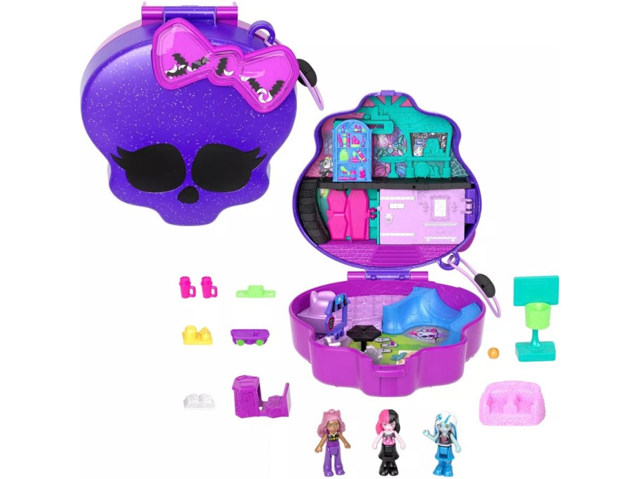 polly pocket monsters high playset closed and open with accessories stock image 