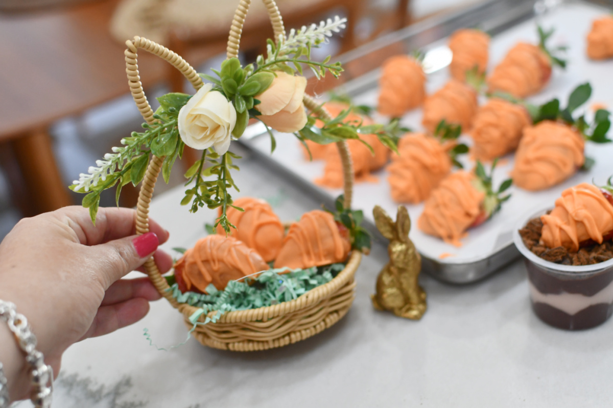strawberry carrots in an easter basket