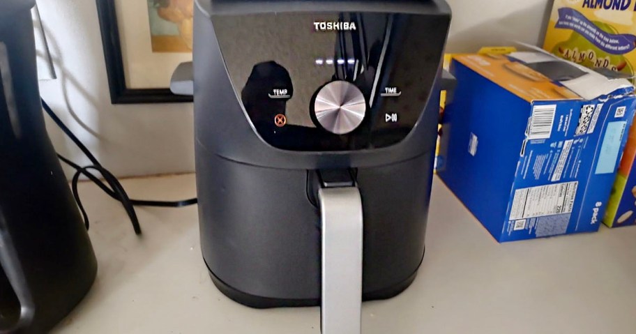 black toshiba air fryer on counter