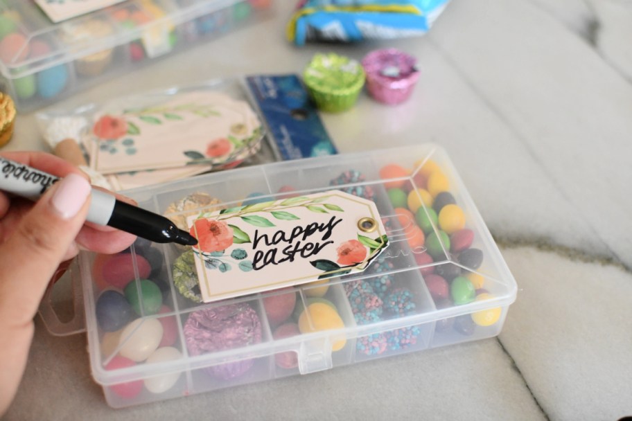 using a sharpie marker to write happy easter