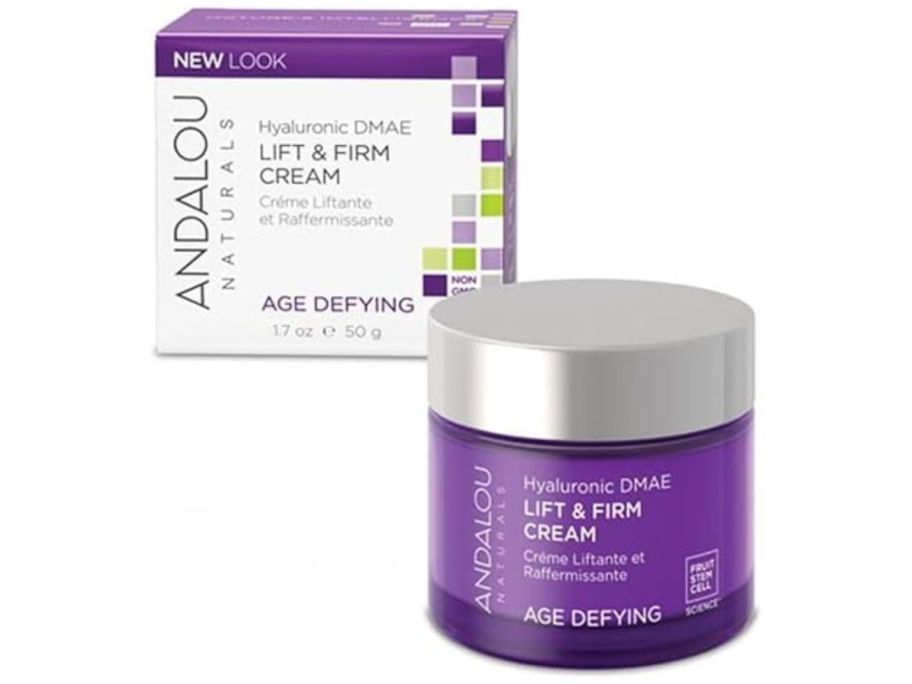 A jar of Andalou Naturals Hyaluronic Lift & Firm Cream