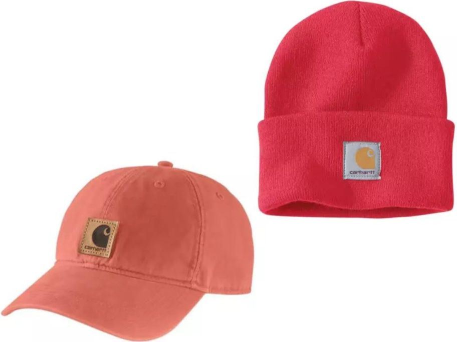 Stock images of a Carhartt hat and beanie