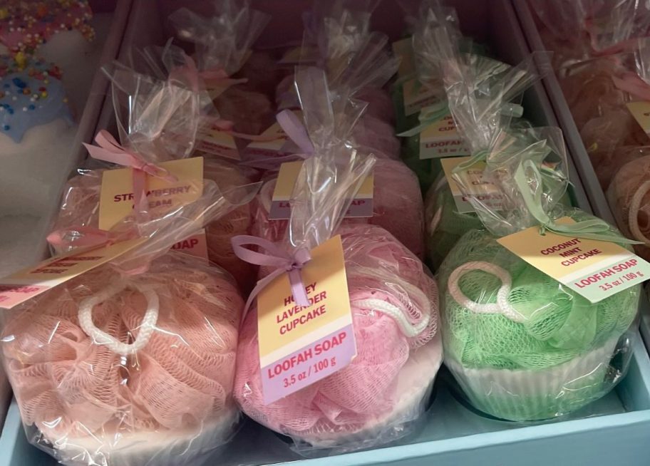 Cupcake Shaped Loofah soaps at Five Below