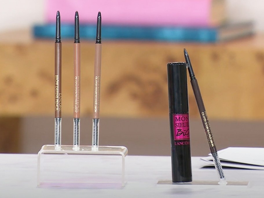 lancome brow pencils and mascara on display