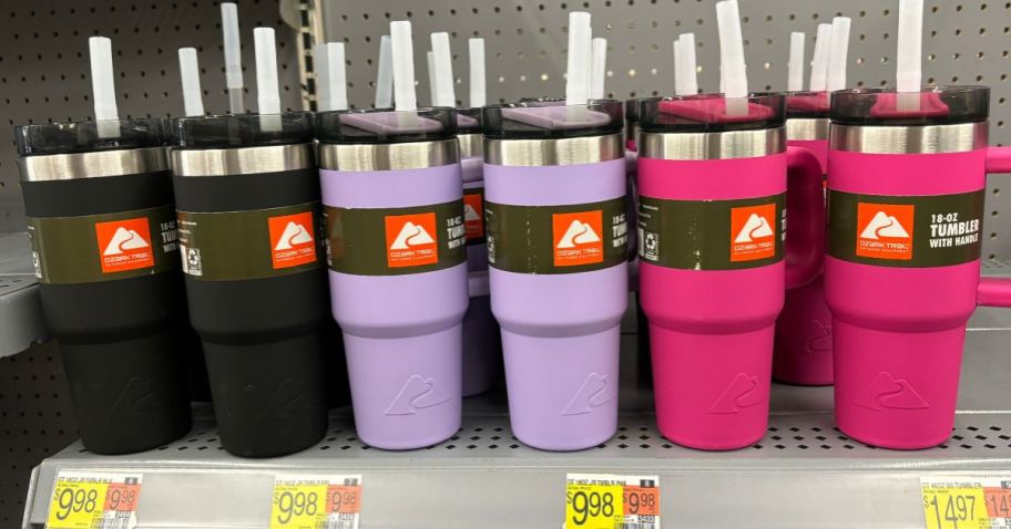 Various Ozark Tumblers 18oz on a shelf